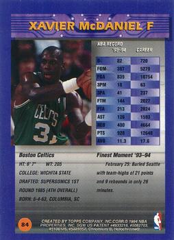 1994-95 Finest - Refractors #84 Xavier McDaniel Back