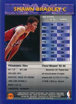 1994-95 Finest - Refractors #131 Shawn Bradley Back