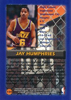 1994-95 Finest - Refractors #154 Jay Humphries Back