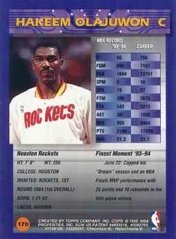 1994-95 Finest - Refractors #170 Hakeem Olajuwon Back