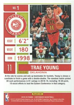 2019-20 Panini Contenders - Conference Finals Ticket #1 Trae Young Back