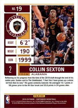 2019-20 Panini Contenders - Conference Finals Ticket #19 Collin Sexton Back