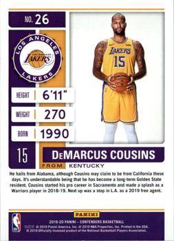2019-20 Panini Contenders - Conference Finals Ticket #26 DeMarcus Cousins Back
