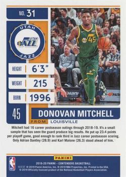 2019-20 Panini Contenders - Conference Finals Ticket #31 Donovan Mitchell Back