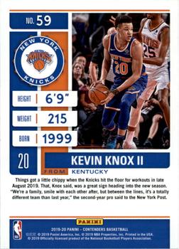 2019-20 Panini Contenders - Conference Finals Ticket #59 Kevin Knox II Back
