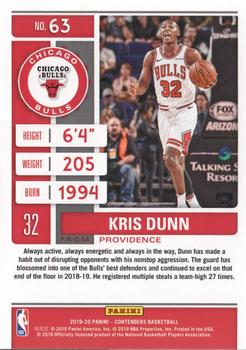 2019-20 Panini Contenders - Conference Finals Ticket #63 Kris Dunn Back