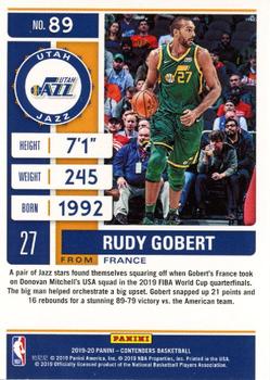 2019-20 Panini Contenders - Conference Finals Ticket #89 Rudy Gobert Back