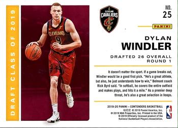 2019-20 Panini Contenders - 2019 Draft Class Contenders Cracked Ice #25 Dylan Windler Back