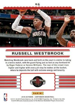 2019-20 Panini Contenders - Front Row Seat #6 Russell Westbrook Back