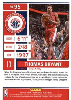 2019-20 Panini Contenders - Game Ticket Red #95 Thomas Bryant Back