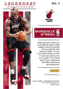 2019-20 Panini Contenders - Legendary Contenders #4 Shaquille O'Neal Back