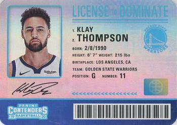 2019-20 Panini Contenders - License to Dominate #17 Klay Thompson Front