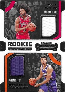 2019-20 Panini Contenders - Rookie Ticket Dual Swatches #RDW-CW Cameron Johnson / Coby White Front