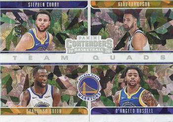 2019-20 Panini Contenders - Team Quads Cracked Ice #10 D'Angelo Russell / Draymond Green / Klay Thompson / Stephen Curry Front