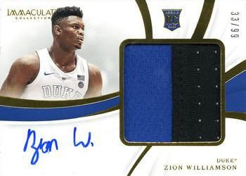 2019-20 Panini Immaculate Collection Collegiate - Rookie Patch Autographs #81 Zion Williamson Front