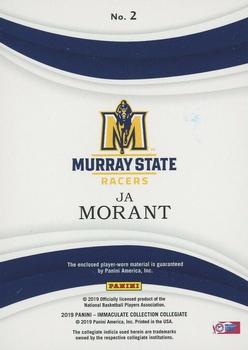 2019-20 Panini Immaculate Collection Collegiate - Immaculate Jumbos - Numbers #2 Ja Morant Back