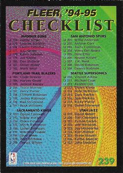 1994-95 Fleer #239 Checklist: 115-227 Back