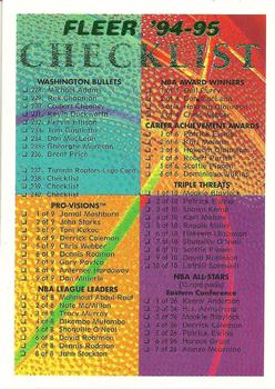 1994-95 Fleer #240 Checklist: 228-240 and Inserts Front
