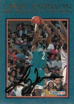 1992-93 Fleer - Larry Johnson NBA Rookie of the Year Autographs #4 Larry Johnson Front