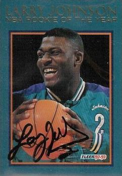 1992-93 Fleer - Larry Johnson NBA Rookie of the Year Autographs #5 Larry Johnson Front