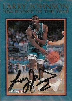 1992-93 Fleer - Larry Johnson NBA Rookie of the Year Autographs #6 Larry Johnson Front