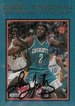 1992-93 Fleer - Larry Johnson NBA Rookie of the Year Autographs #7 Larry Johnson Front