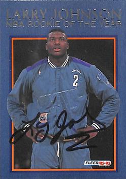 1992-93 Fleer - Larry Johnson NBA Rookie of the Year Autographs #10 Larry Johnson Front