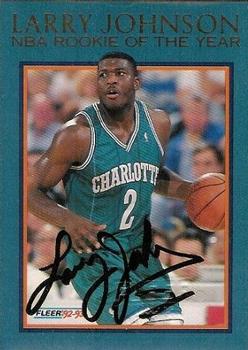1992-93 Fleer - Larry Johnson NBA Rookie of the Year Autographs #12 Larry Johnson Front