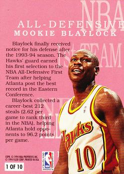 1994-95 Fleer - All-Defensive Team #1 Mookie Blaylock Back