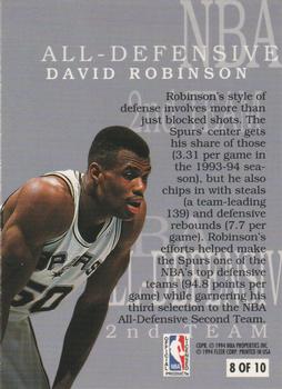1994-95 Fleer - All-Defensive Team #8 David Robinson Back