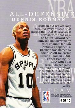 1994-95 Fleer - All-Defensive Team #9 Dennis Rodman Back