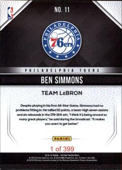 2018-19 Panini Instant NBA - All Star #11 Ben Simmons Back