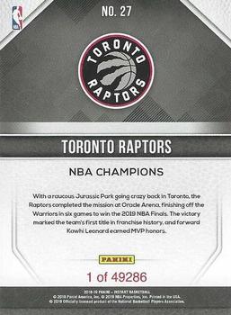 2018-19 Panini Instant NBA - NBA Finals #27 Toronto Raptors Back