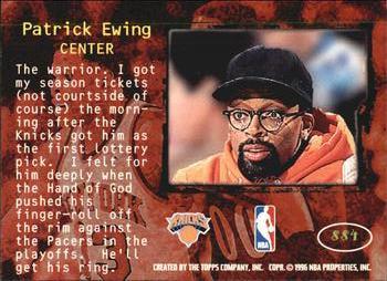 1995-96 Stadium Club - Spike Says Members Only #SS4 Patrick Ewing Back