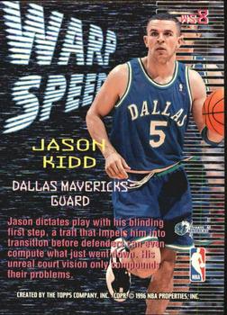 1995-96 Stadium Club - Warp Speed Members Only #WS8 Jason Kidd Back