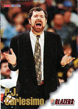 1996-97 Hoops Portland Trail Blazers Team Sheet SGA #NNO P.J. Carlesimo Front