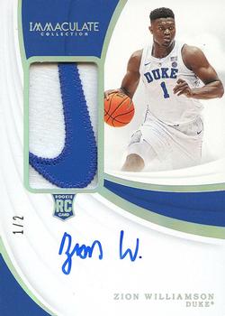 2019-20 Panini Immaculate Collection Collegiate - Premium Patches Rookie Autographs - Brand Logo #81 Zion Williamson Front