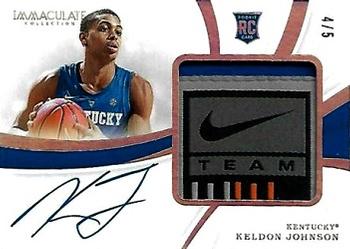2019-20 Panini Immaculate Collection Collegiate - Premium Patches Rookie Autographs - Laundry Tag Brand Logo #93 Keldon Johnson Front