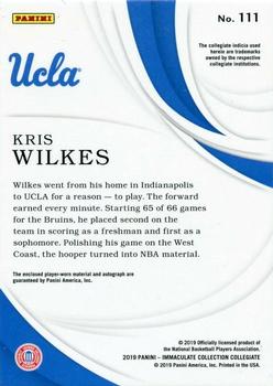 2019-20 Panini Immaculate Collection Collegiate - Rookie Patch Autographs - Laundry Tag Brand Logo #111 Kris Wilkes Back