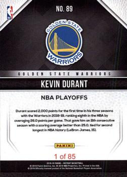 2018-19 Panini Instant NBA - Playoffs Team Sets #89 Kevin Durant Back