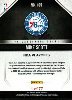 2018-19 Panini Instant NBA - Playoffs Team Sets #165 Mike Scott Back
