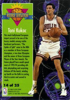 1994-95 Fleer - Rookie Sensations #14 Toni Kukoc Back