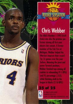 1994-95 Fleer - Rookie Sensations #25 Chris Webber Back