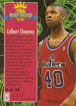 1994-95 Fleer - Rookie Sensations #5 Calbert Cheaney Back