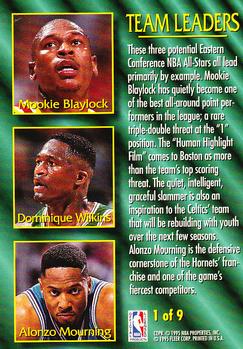 1994-95 Fleer - Team Leaders #1 Mookie Blaylock / Dominique Wilkins / Alonzo Mourning Back