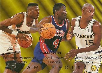 1994-95 Fleer - Team Leaders #3 Dikembe Mutombo / Joe Dumars / Latrell Sprewell Front