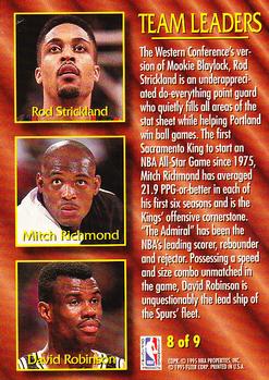 1994-95 Fleer - Team Leaders #8 Mitch Richmond / Rod Strickland / David Robinson Back