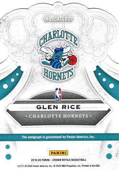 2019-20 Panini Crown Royale - Crown Autographs Red #CA-GRC Glen Rice Back