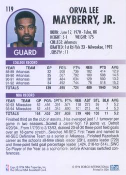1994-95 Hoops #119 Lee Mayberry Back