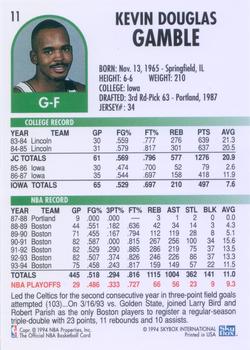 1994-95 Hoops #11 Kevin Gamble Back